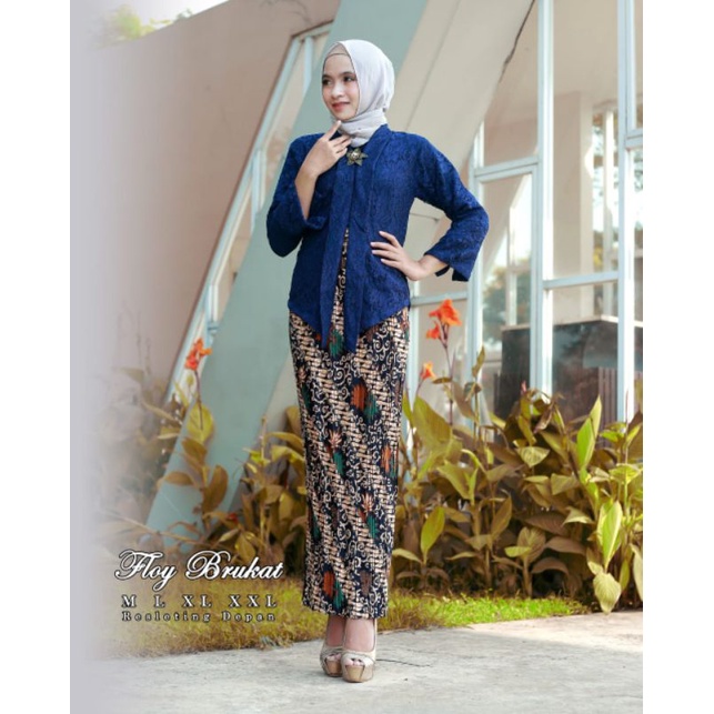 IndahKebaya | SET KEBAYA FLOY BROKAT MIX ROK PLISKET JUMBO / KEBAYA BUSUI FRIENDLY /KUTUBARU KARTINI