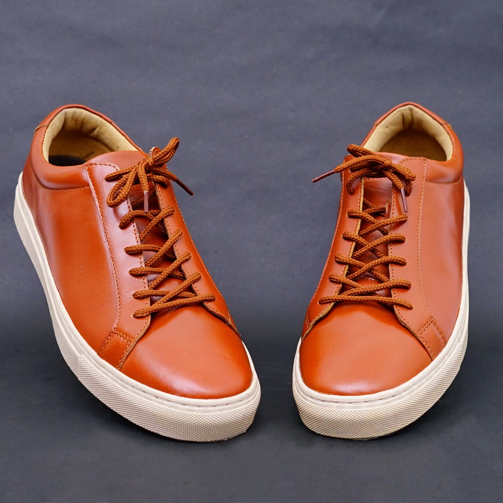 QI LEATHER SP03 SNEAKERS SEPATU PRIA  '' EVANS '' CASUAL PREMIUM ASLI KULIT SAPI