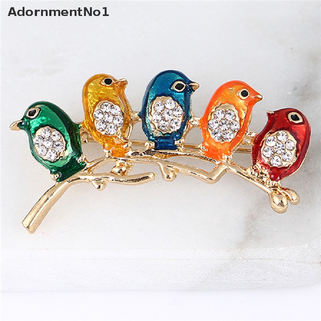 (AdornmentNo1) Bros Pin Enamel Bentuk Burung Aksen Kristal + Berlian Imitasi Untuk Wanita