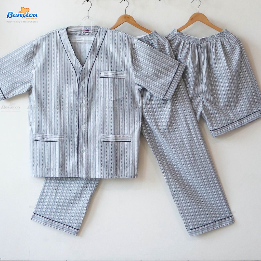 BAJU TIDUR CELANA PANJANG PIYAMA KATUN ADEM LAKI-LAKI DEWASA SWAN SIZE XL