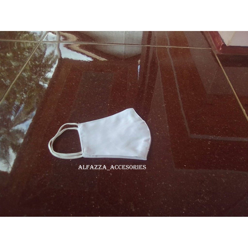 [putih] masker akad putih mutiara/ masker akad pengantin headloop/ masker premium/ masker wedding