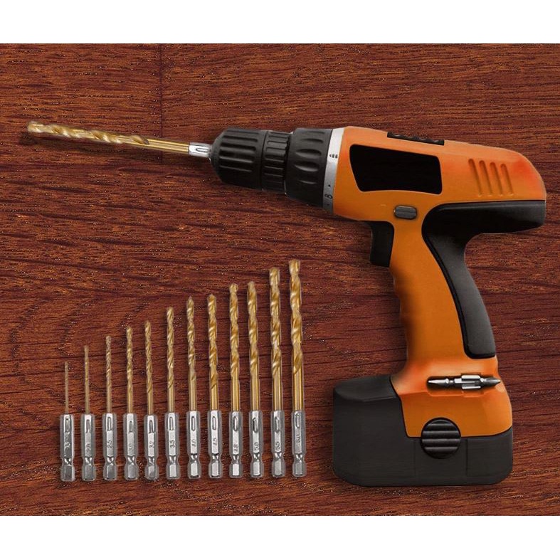 Mata Bor Power Drill Steel Titanium 13 PCS - Emas