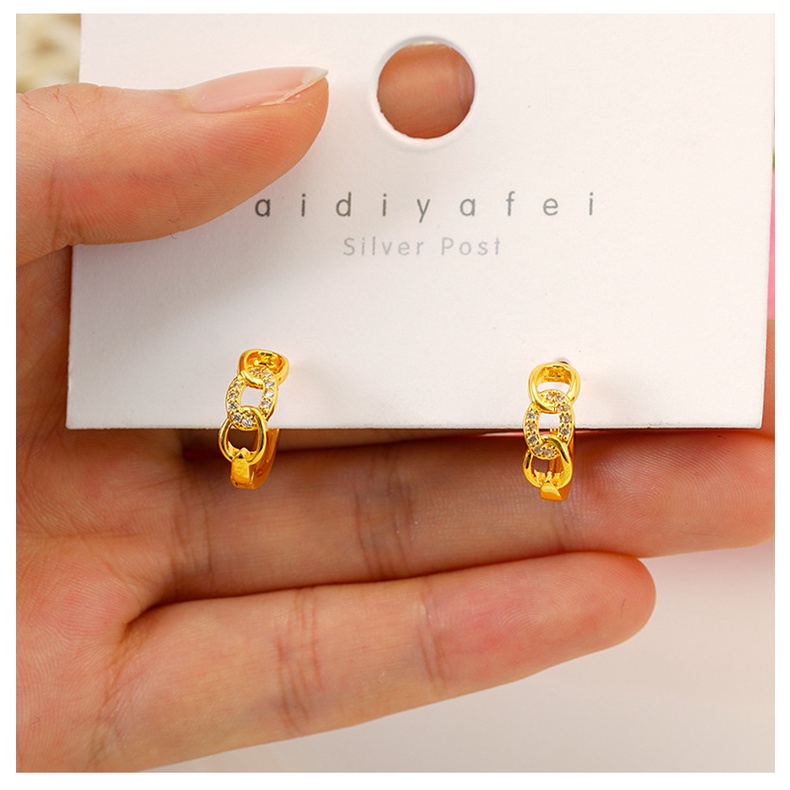 Anting Rantai Pendek 24K Model Hollow Gaya Bangkok Untuk Wanita