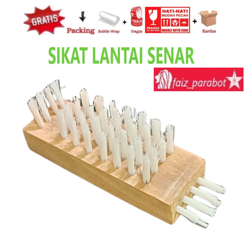 1 pcs Sikat Lantai senar dan injuk bahan kayu Besar  Macan perdana