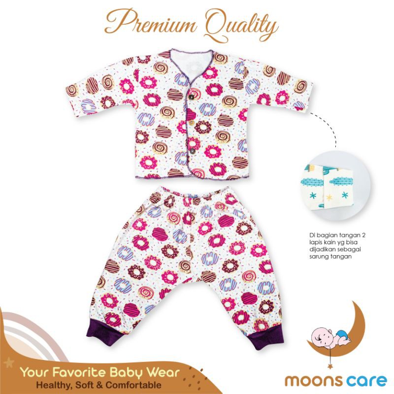 MOONS Stelan Panjang Newbron Buka Kaki Stelan Baru Lahir Baju Bayi Stelan MOONS