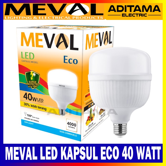 MEVAL LED KAPSUL ECO 40W WHITE/ LAMPU LED MEVAL KAPSUL ECO 40 WATT