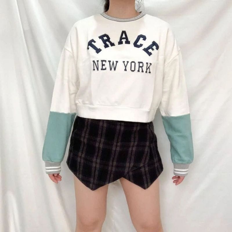 Sweater Wanita | TRACE New York Combie Crop Sweater | Sweater Korean Style Kekinian