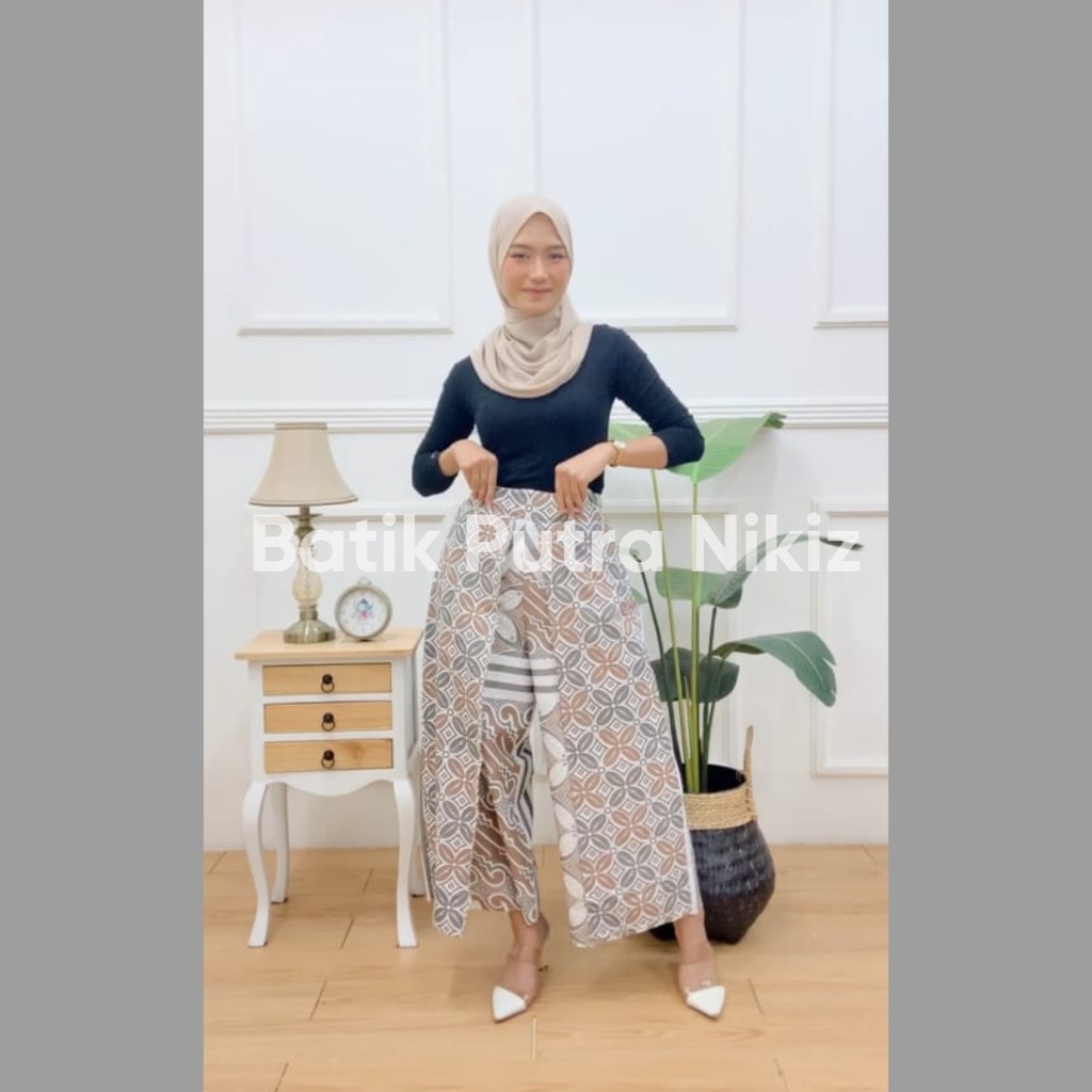 (COD) Setelan Outer Kulot Layer Batik Lengan Panjang Wanita Kekinian New Arrival