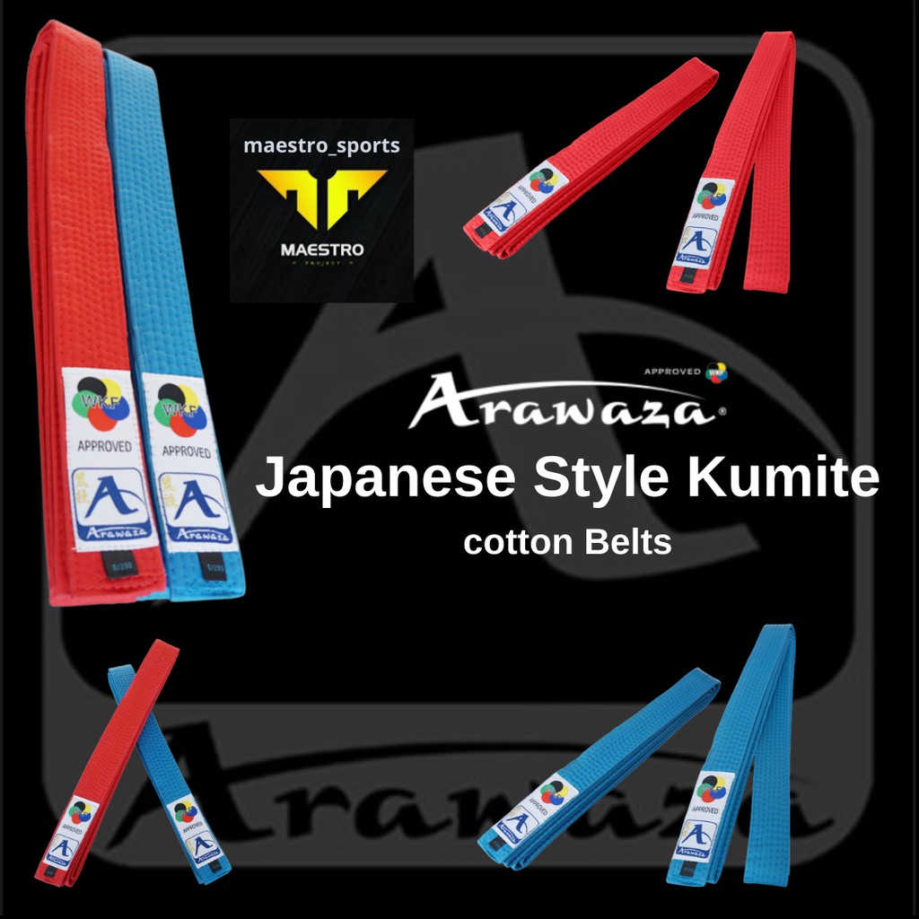 ARAWAZA Karate JAPANESE Style KUMITE Belt (Sabuk KUMITE) - WKF Approved
