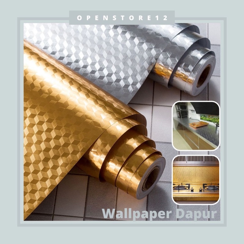 Stiker Wallpaper Dapur Aluminium Foil Wall Sticker Meja Dinding Kompor Anti Air Tahan Minyak & Panas