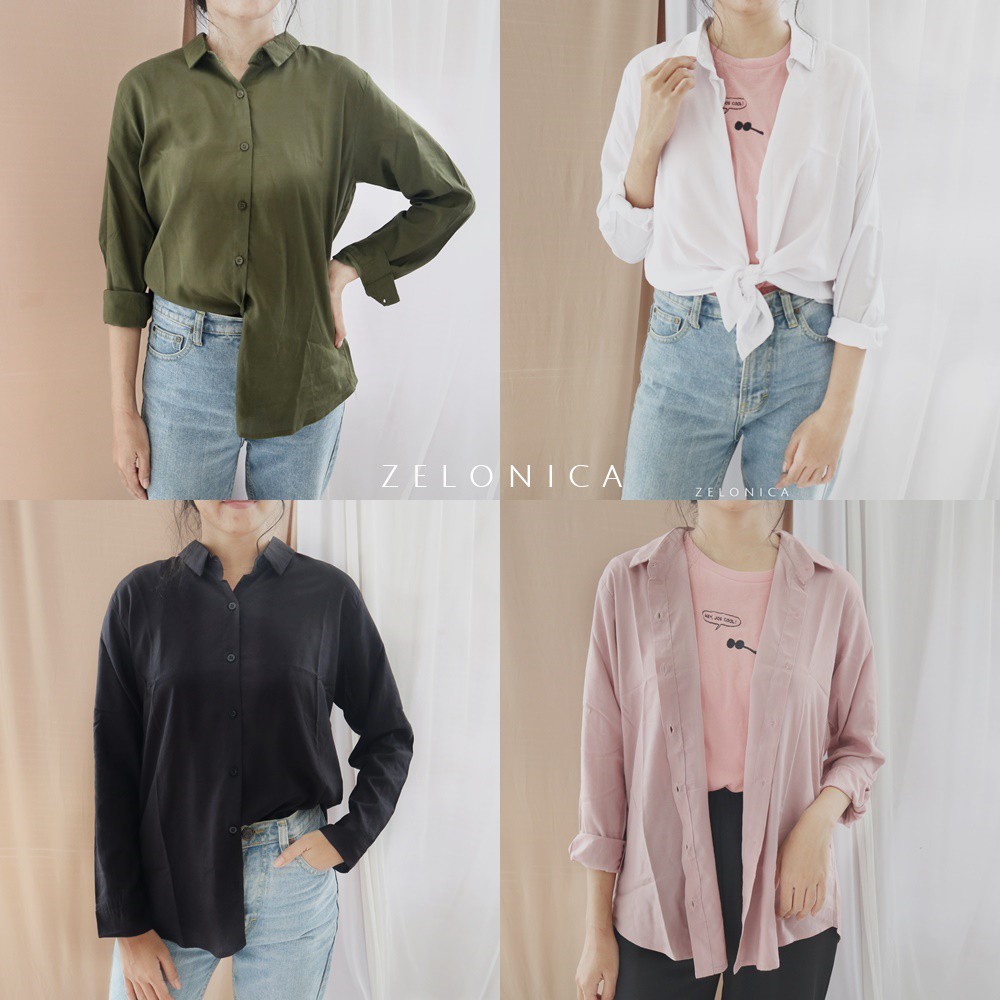 Zelonica SESHA BASIC SHIRT KEMEJA BASIC FINE RAYON PREMIUM WANITA