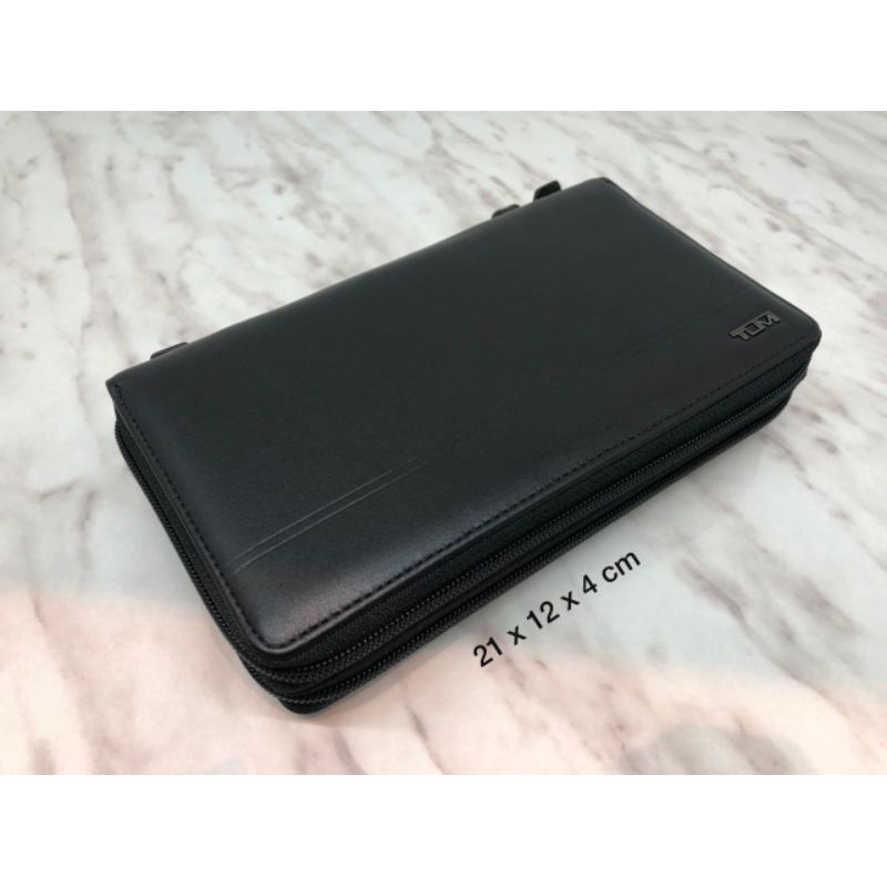 Tumi Travel Double Zip Organizer Wallet Men Black