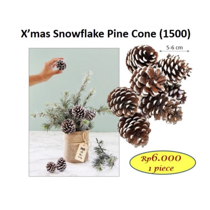 TERBARU Christmas snowflake pine cone/hiasan pohon natal/biji pinus salju1500
