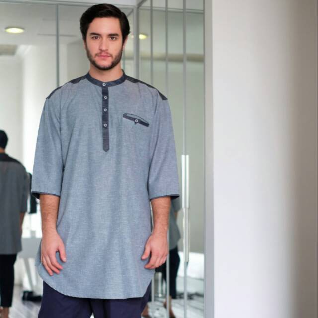 SIRAJ KURTA DARK GREY BAJU KOKO AL-ACHWAN UNTUK LEBARAN PRIA