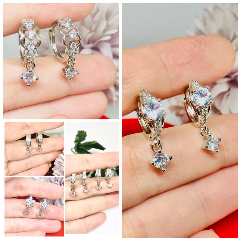 Anting Jepit Baris Permata Silver Xuping