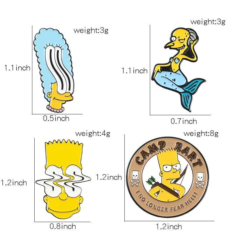 Anime Elements The Simpsons Lapel Pin Ransel Lencana Hadiah untuk Teman Aksesoris Pakaian