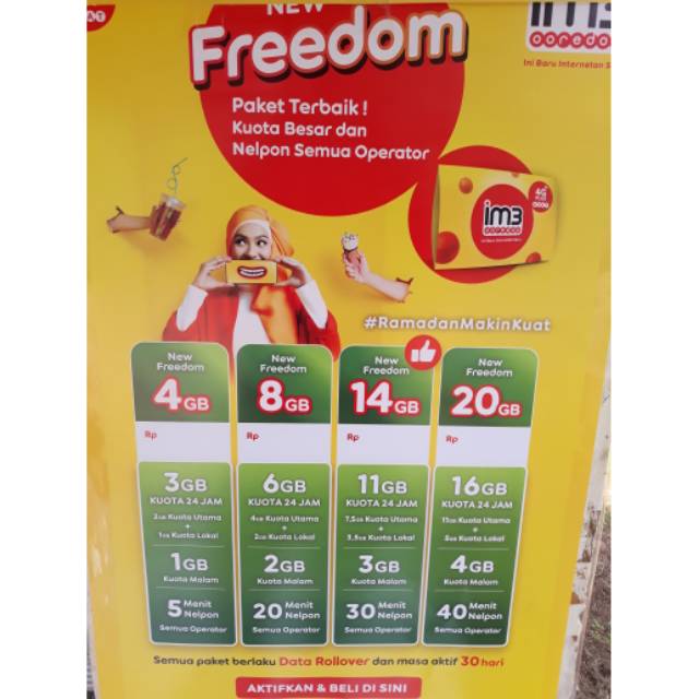 Fredoom New Indosat internet 4GB#8GB#14GB#20GB