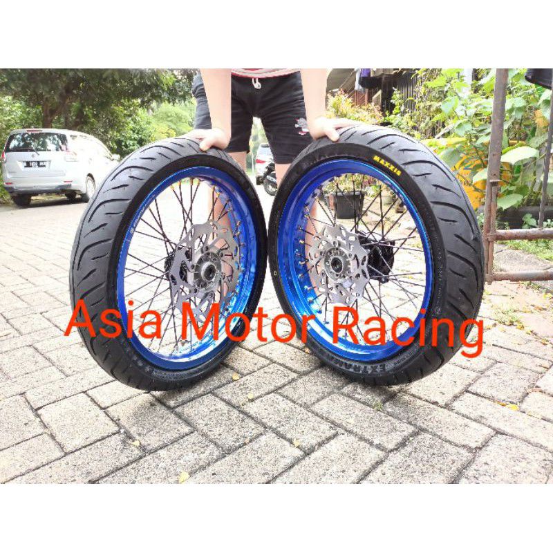 Paketan Velg SuperMoto KLX Dtracker BF Set Supermoto Velg Cross Tromol Jari2 KLX 150  Plus Ban