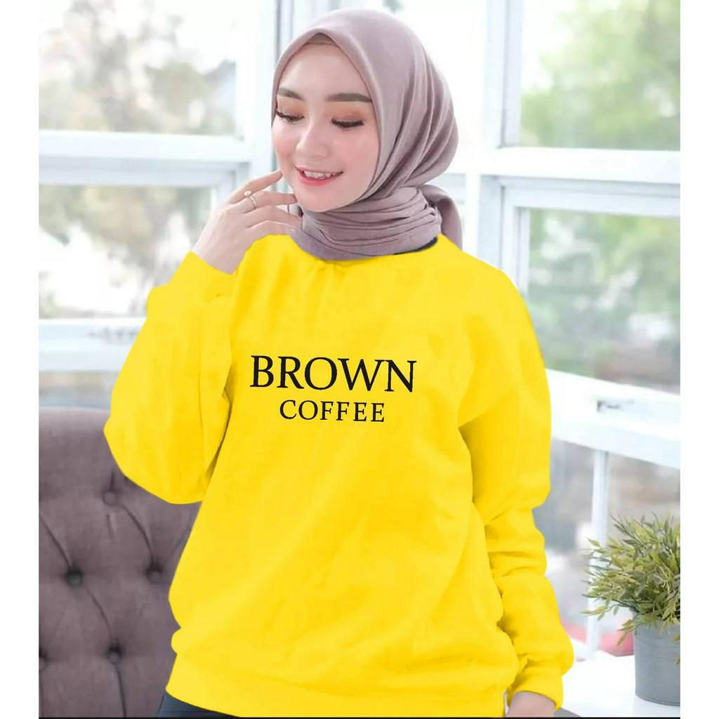 KIYOREN BAJU ATASAN BROWN COFFEE WANITA-BAJU DISTRO CEWEK KEREN LENGAN PANJANG MASA KINI BAJU MUSLIM WANITA DEWASA