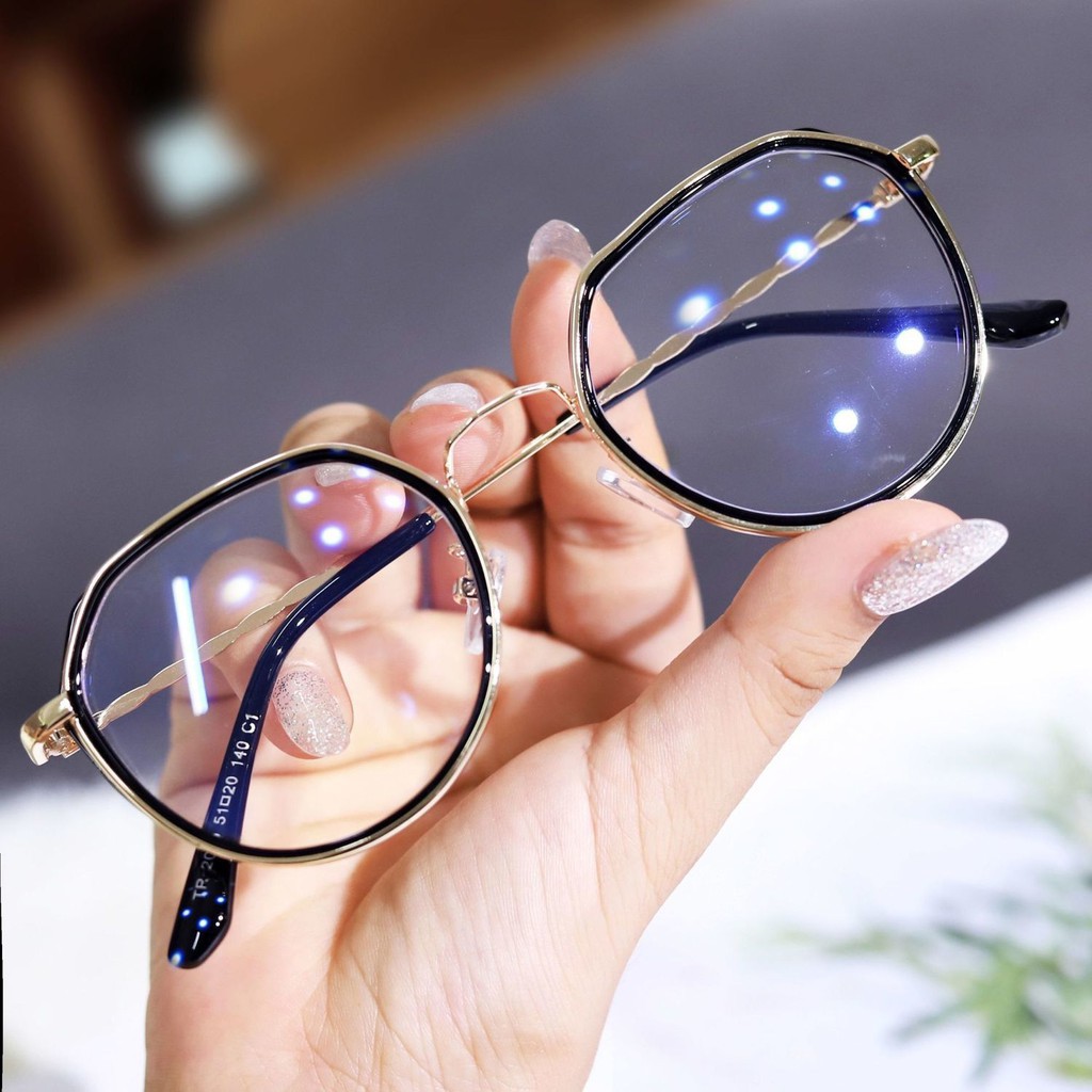 ♥TMALL88♥ Kacamata Baca Frame Anti Radiasi Metal Gaya Retro Untuk Pria / Wanita KM111