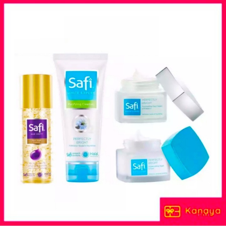 [PAKET GLOWING] SAFI White Expert  [cleanser 50+ Gold Water 30ml +Day Cream 20gr + Night Cream 2r0g]