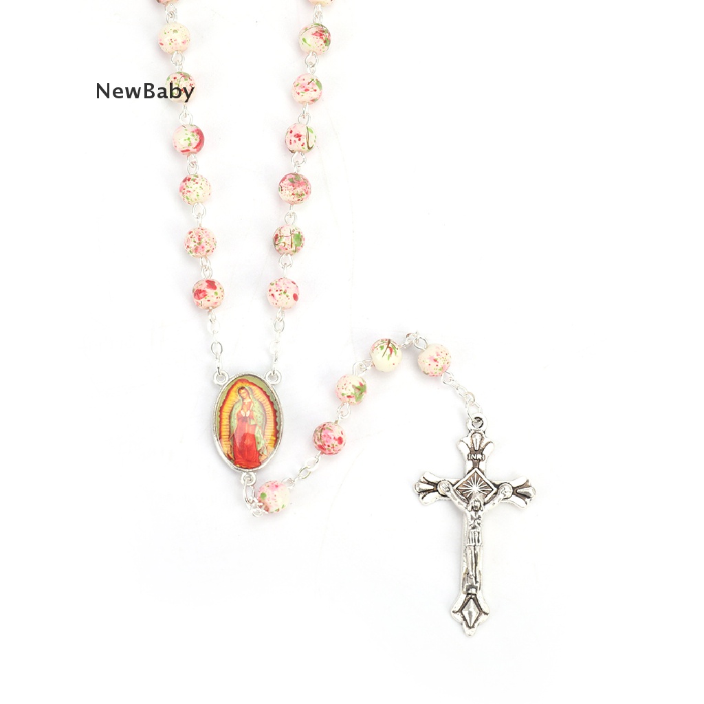 Kalung Rosario Desain Manikmanik Kaca Birusalib Yesus Gaya Katolik Untuk Wanita