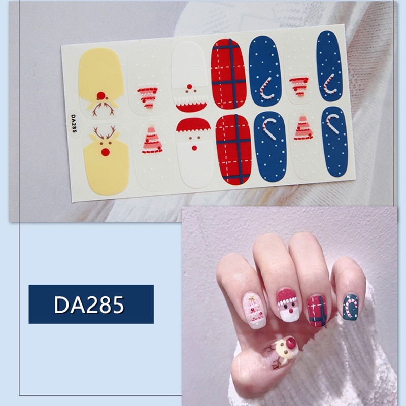 Da281-300 14pcs/lembar Stiker Kuku Palsu 3d Tema Natal Untuk Nail Art Diy