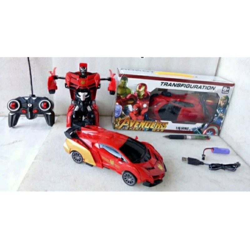 MAINAN ANAK MOBIL JADI ROBOT REMOT AVENGERS BATMAN SPIDERMAN