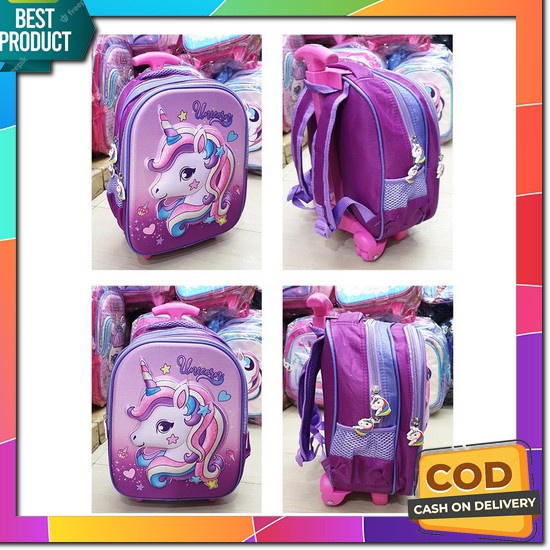 Tas Troli Anak Perempuan Karakter Pony - Tas Dorong Anak Tk - Tas Anak Perempuan 3D Tas Anak Perempu