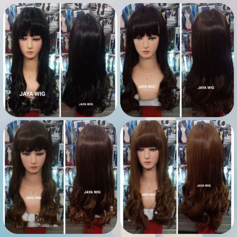 Wig Rambut Palsu Model Wave Panjang 55cm Wig Curly Panjang