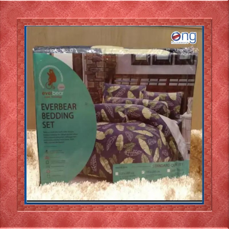 Murah Sprei Bed Sheet Everbear 1 Set Sarung Bantal Guling UK 180x200 Motif - Kotak Coklat Unik