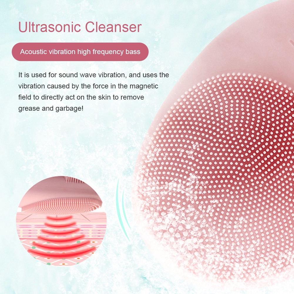 Eggy Cleansing Electric Ultrasonic Facial Cleanser Tahan Air USB Isi Ulang Untuk Membersihkan Wajah/Pori-Pori