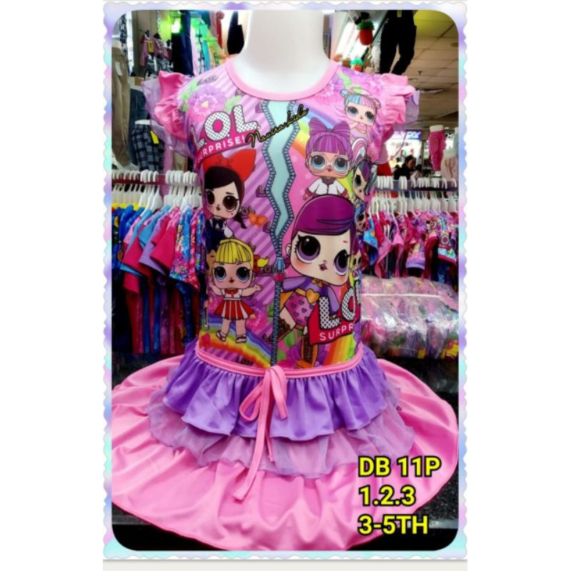 Dress karakter Anak Ruffle Import 3- 11 Tahun dress import anak