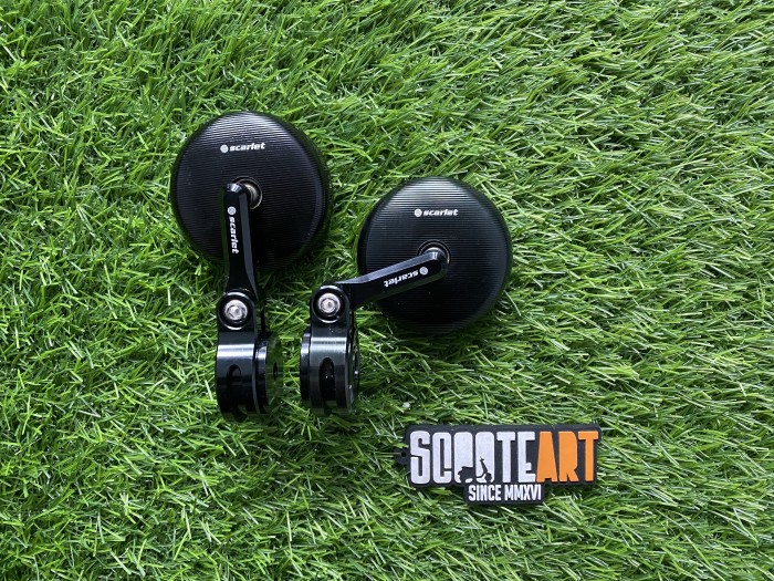 Spion Barend / Jalu Original Scarlet Black Mini Untuk Vespa Matic