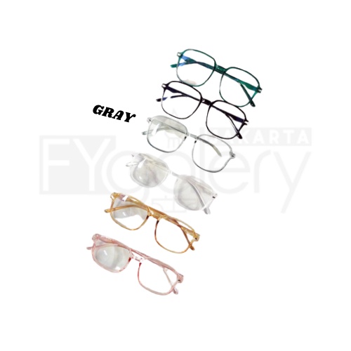 FYGALERYJAKARTA K701 Kacamata Anti Radiasi Frame Lensa Transparan Wanita Pria Murah-Gray