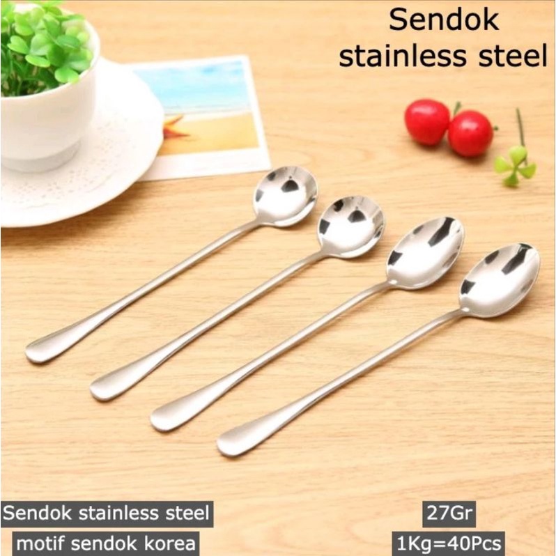 S2054 Sendok TEH KOREA bulat dan lonjong stainless steel tebal peralatan makan perlengkapan dapur
