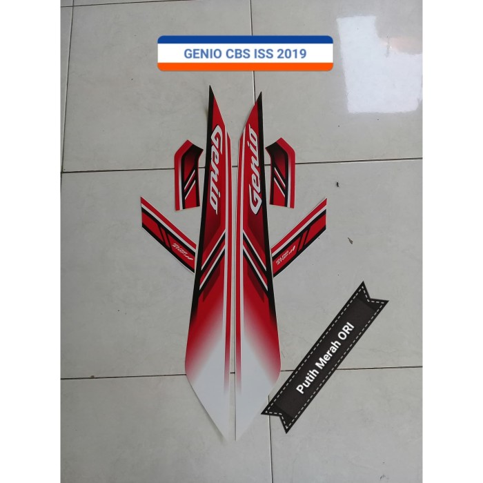Striping Lis Stker Motor Honda Genio CBS ISS 2019 Putih Merah RYI Motor