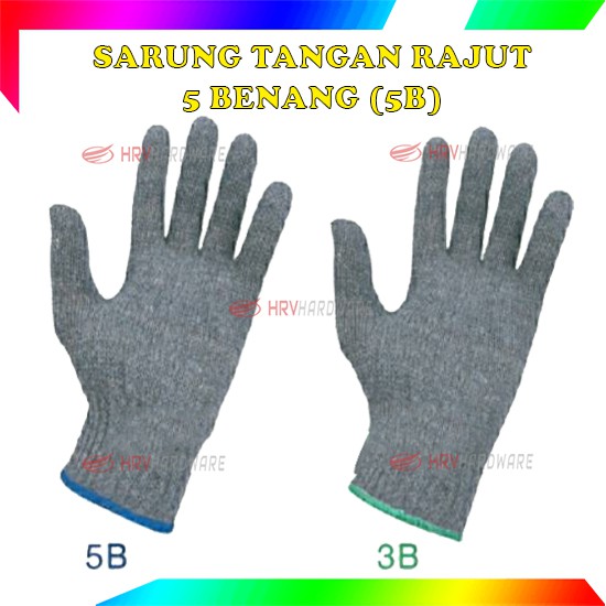 Eceran Sarung Tangan ABU ABU Kain Katun 5 Benang Gosave 5B Rajut Kualitas Super