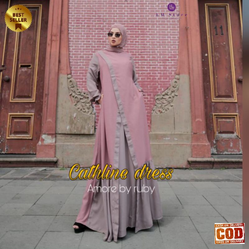 CATHLINE DRESS GAMIS AMORE BY RUBY TERBARU GAMIS CATHLINE FASHION MUSLIM TERKINI DRESS KONDANGAN PES