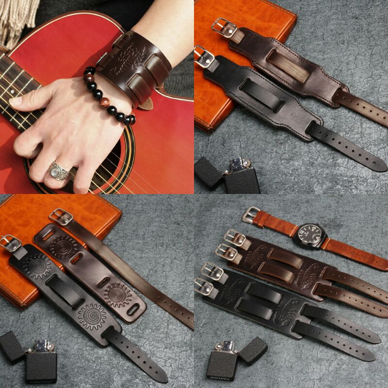 Gelang kulit pria wanita grunge punk rock style model sabuk