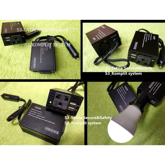 Charger CAR Power Inverter 150W USB Lighter Mobil DC ke AC 150 Watt TERBARU Kode 1472
