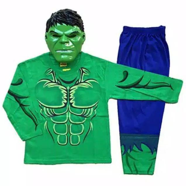 SETELAN KOSTUM ANAK HULK LENGKAP BAJU DAN CELANA TOPENG - 3-4 TAHUN