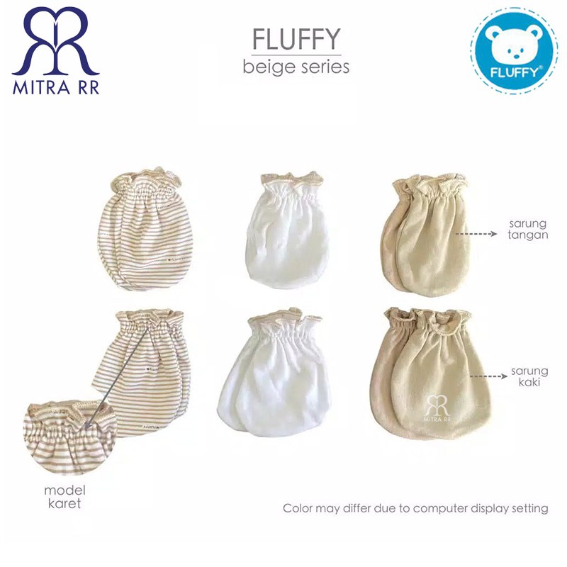 [3 PASANG] Sarung Tangan &amp; Kaki Karet Fluffy Newborn 0-3 Bulan