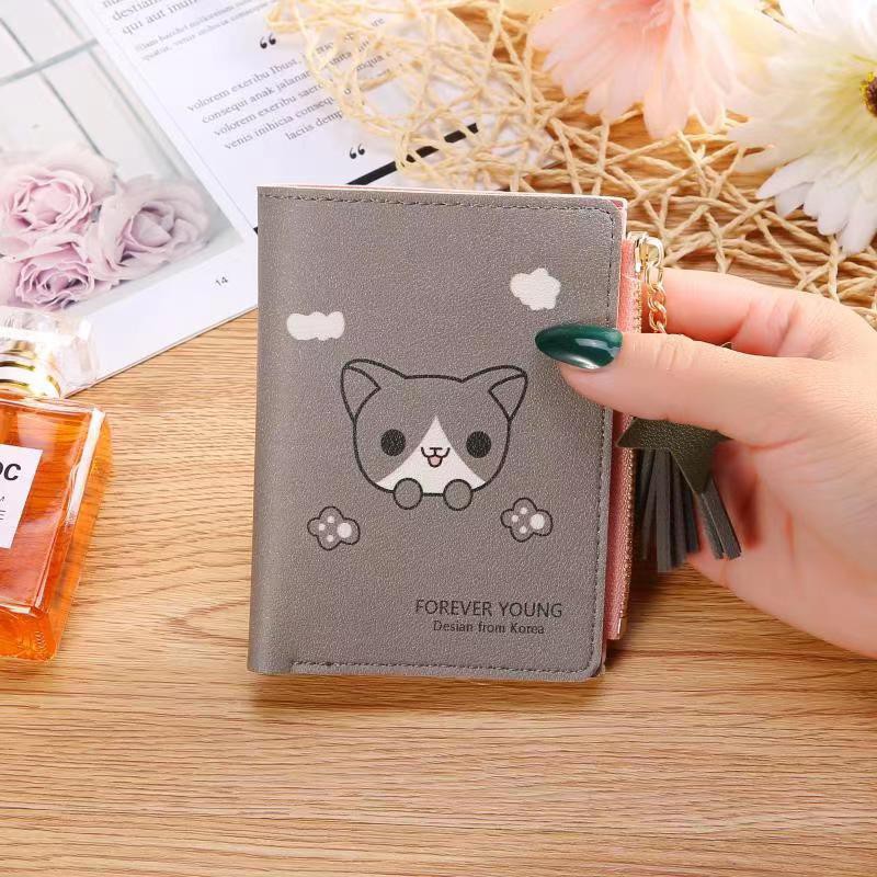 ♥TMALL88♥ DOMPET MINI WANITA AS3012 DOMPET RESLETING FREE GANTUNGAN GAMBAR KUCING