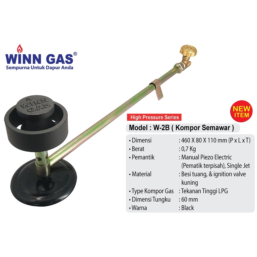 Winn Gas W-2B Kompor Semawar Kompor Dagang Tekanan Tinggi Satu Tungku