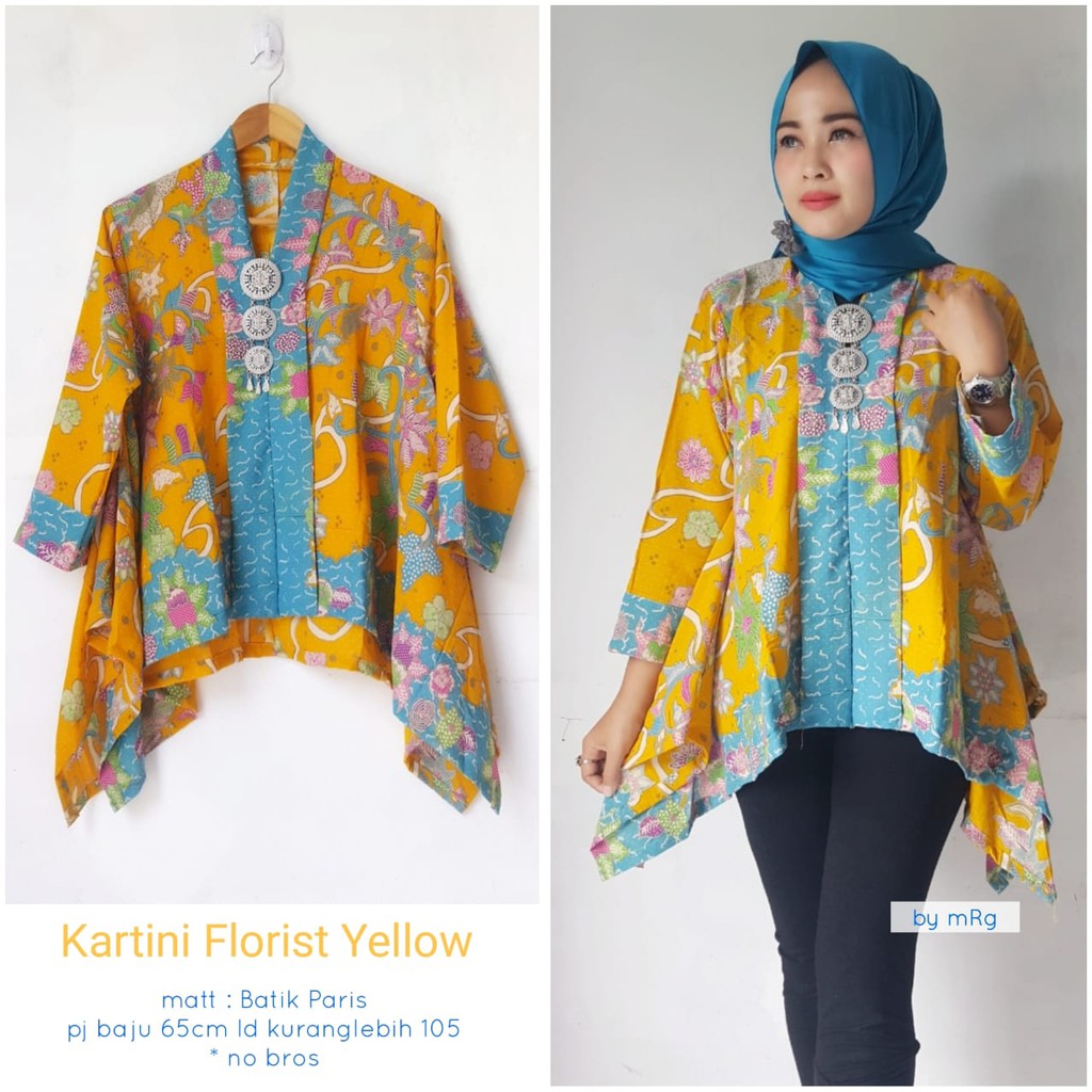 Batik Modern Muslimah,Blus Batik Wanita PestaBlus Kartini Motif Bunga Cantik Dan Elegan