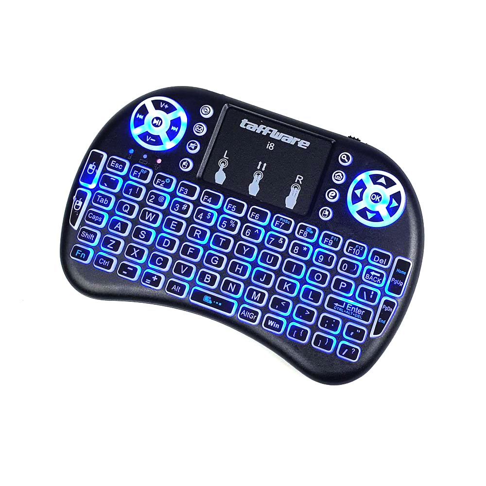 Taffware Air Mouse Wireless Mini Keyboard RGB 2.4GHz Dengan Touch Pad - I8 - Black