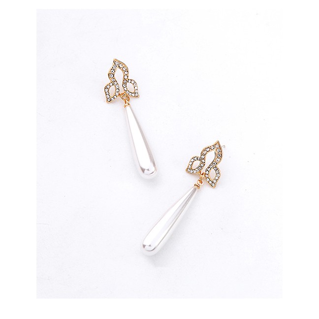 LRC Anting Tusuk Fashion Gold S925 Silver Needle Drop Hollow Flower Earrings F78302