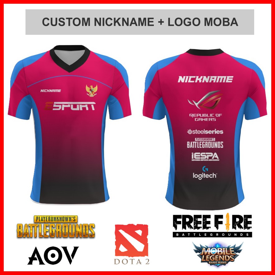Baju Kaos Jersey Esport Gaming Custom PUBG, FREEFIRE, ML, DOTA, AOV 31