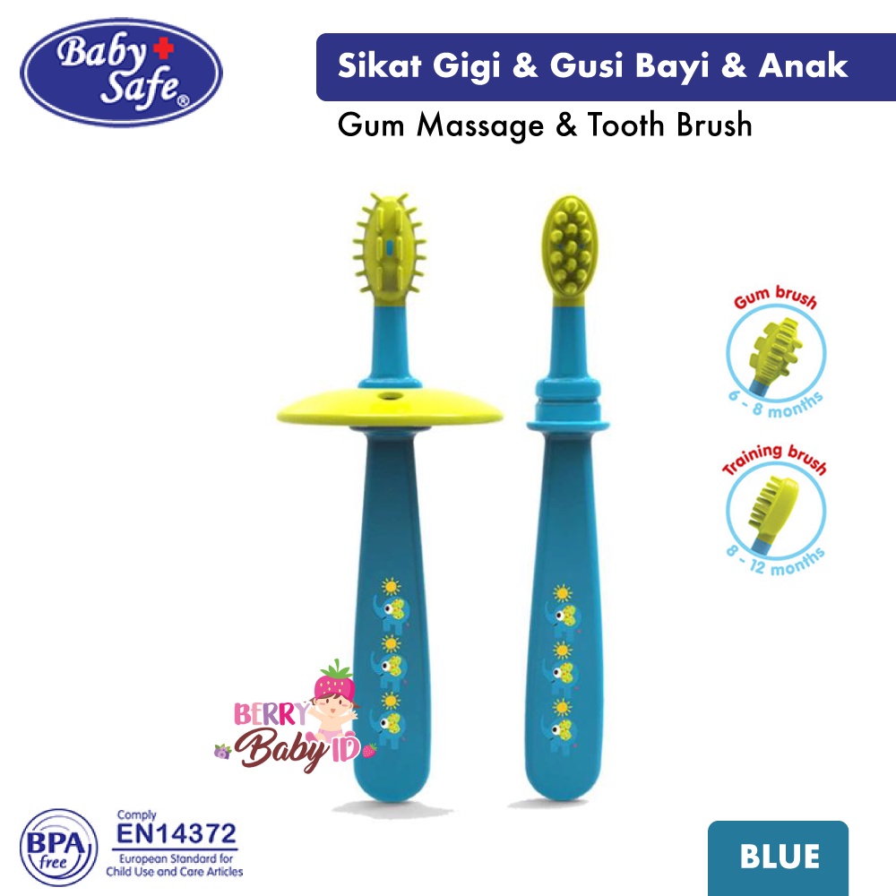 Baby Safe Gum Massage &amp; Toothbrush Sikat Gigi Bayi Anak Training Brush Berry Mart